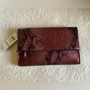 INC International Concepts NWT Fold Over Faux Snakeskin Clutch Purse